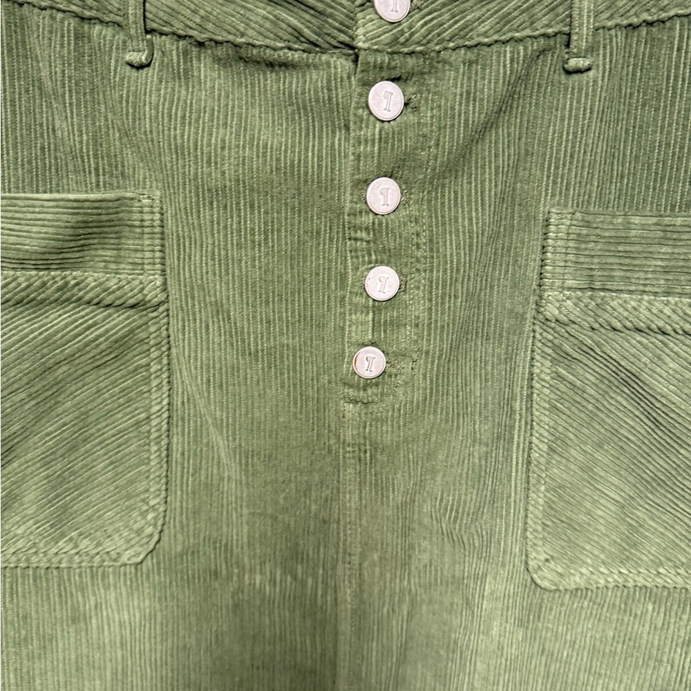 Pilcro Anthropologie Olive Corduroy Button Front Skirt Plus Size 26W - Picture 3 of 10